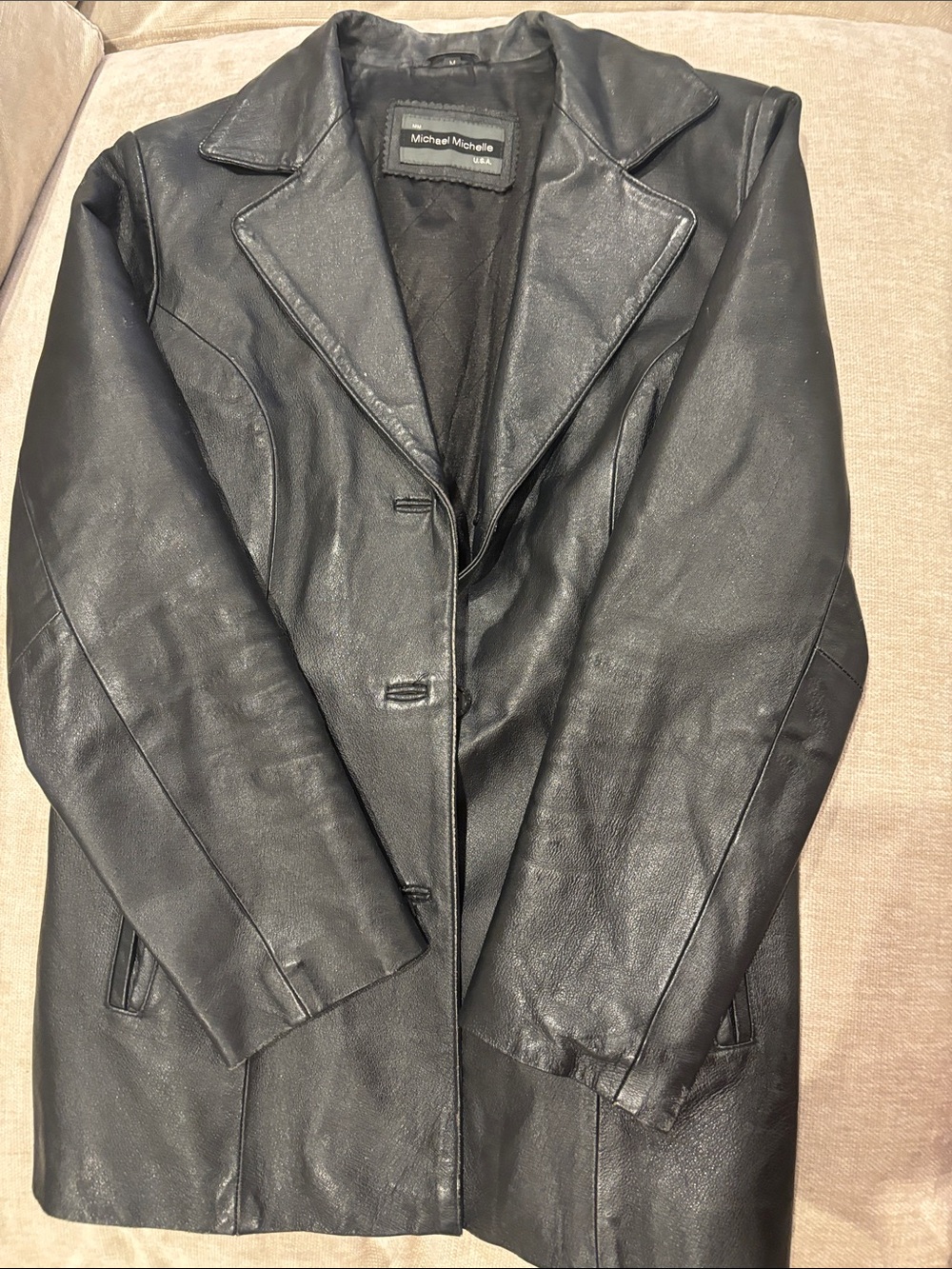 Vintage Michael Michelle Black Leather Blazer Jacket